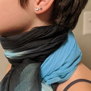 Long hombre teal blue and navy scarf 3/$20